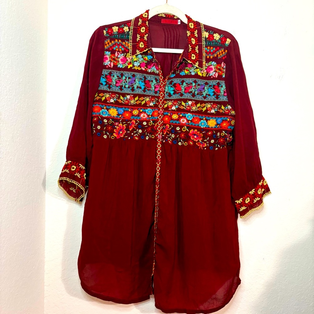 Johnny Was Embroidered Tunic Blouse Size Small - Picture 1 of 13